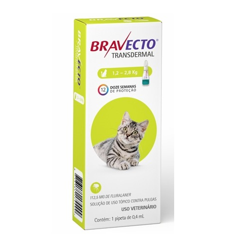 Bravecto para Gatos Transdermal Anti Pulgas e Carrapatos 1,2 a 2,8kg
