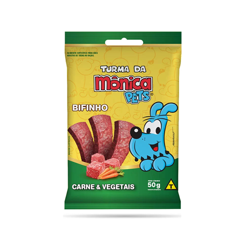 Petisco Turma da Mnica Pets Bifinho para Ces Adultos Sabor Carne e Vegetais 50 g