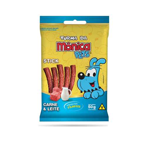 Petisco Turma da Mnica Pets Stick para Ces Filhotes Sabor Carne e Leite 50 g