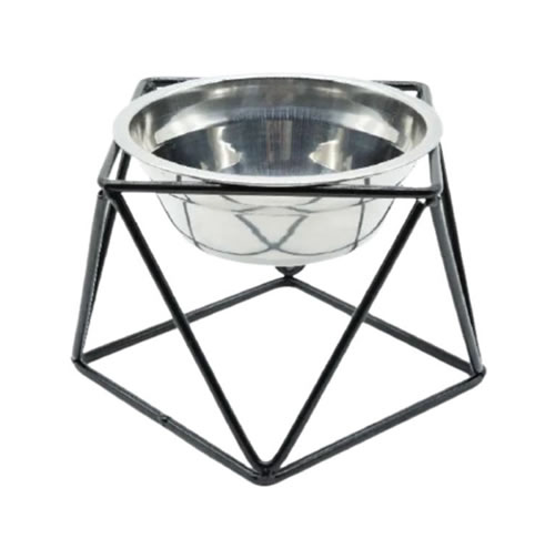 Comedouro Alto Ergo Design em Inox Pequeno 900ml Para Ces e Gatos - nf pet