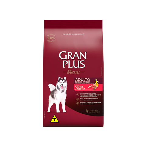 Rao Seca Gran Plus Menu Carne e Arroz para Ces Adultos - 10,1kg