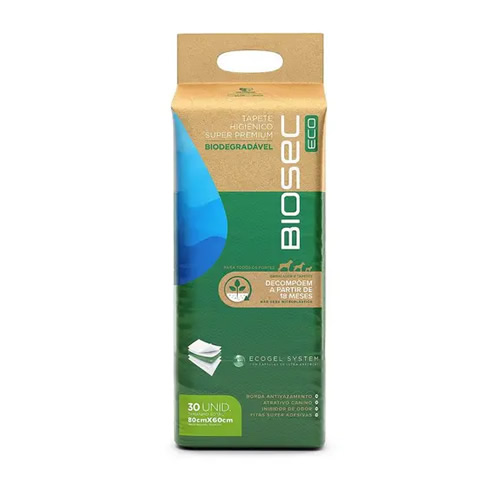 Tapete Higinico Biodegrvel Biosec Eco 80x60cm Com 30 Unidades