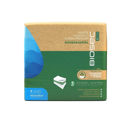 Tapete Higinico Biodegrvel Biosec Eco 60x55cm com 7 Unidades 