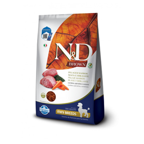 Rao Seca N&D Brown Mini Breeds Farmina para Ces Adultos Raas Pequenas Com Pelagem Marrom - 2Kg