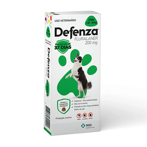 Antipulgas e Carrapatos MSD Defenza 200mg para Ces de 10 a 20 kg