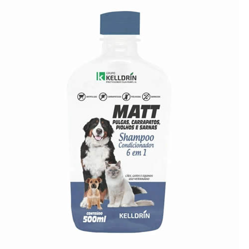 Shampoo e Condicionador 6 em 1 para Ces, Gatos e Equinos 500ml