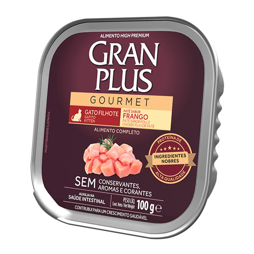 Rao mida GranPlus Gourmet Pat Sabor Frango para Gatos Filhotes 100 g