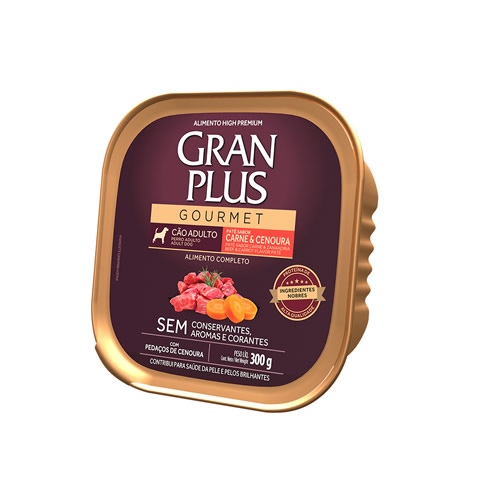 Rao mida GranPlus Gourmet Pat Sabor Carne e Cenoura para Ces Adultos 300 g