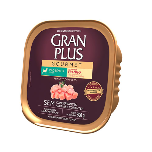 Rao mida GranPlus Gourmet Pat Sabor Frango para Ces Snior 300 g