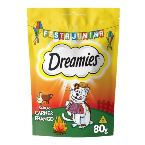 Petisco Dreamies Cat Sabor Carne E Frango Para Gatos Adultos - 80 Gr